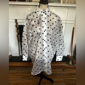 Vintage 1970s Rose Marie Reid Sheer Polka Dot Organza Resort Blouse S Cover Up